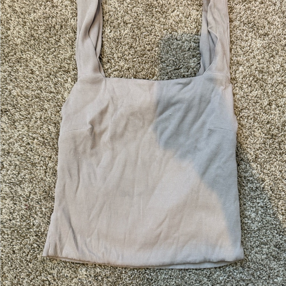 Gray Ribbed Tank Top